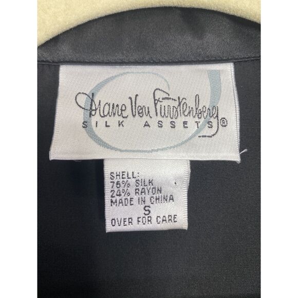 Diane Von Furstenberg Burnout Black Sheer Baroque Fairy Goth Silk Blouse Sz S - Picture 7 of 11